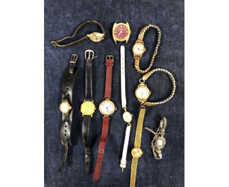 A QUANTITY OF LADIES VINTAGE WRIST WATCHES TO INCLUDE KERED, SMITHS, ACCURIST, LIGA, MONTINE, BULOVA, AVIA, AVA, AVALON, GLYN