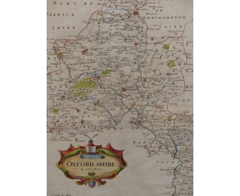 FOUR VARIOUS ENGRAVED MAPS, COMPRISING A ROBERT MORDEN OF OXFORDSHIRE AND ANOTHER OF WORCESTERSHIRE, A JOHN OGILBY COACHING M