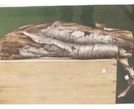 PHILLIP VON SCHANTZ. SWEDISH SCHOOL (20th CENTURY) LIMITED EDITION PRINT DEPICTING A SILVER BIRCH LOG ON A PINE BOX, INDISTIN
