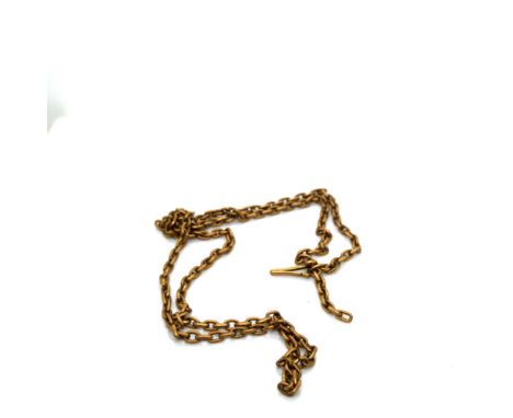 A VINTAGE GOLD LINK NECK CHAIN. UNHALLMARKED, ASSESSED AS 18ct GOLD. LENGTH 46cms. WEIGHT 9.78grms. 