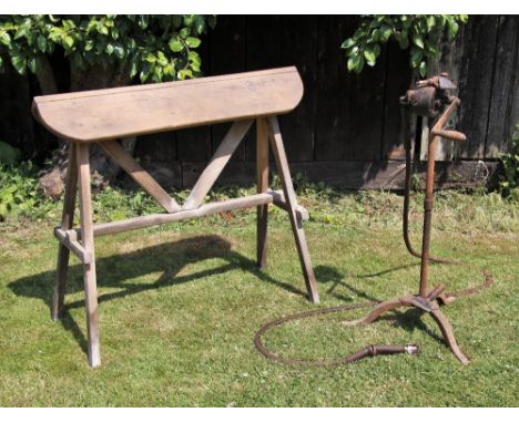 * A pine saddle horse, early 20th century, of ‘A’ frame construction, 99cm H x 106cm W, along with a set of freestanding hors