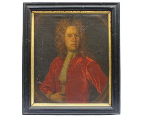 Circle of Jonathan Richardson The Elder (British, 1667-1745),A half length portrait of Gilbert Sympkin (1670 – 1719) in wig a