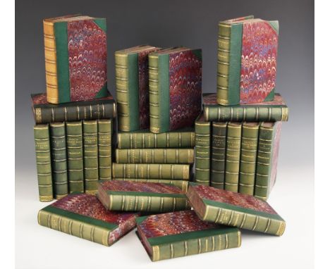DECORATIVE BINDINGS:  A collection of literary works comprising: the works of Thackeray (William M.), twenty four vols to inc