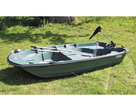 * A Pelican Scorpio fishing dinghy, 313cm, with a Watersnake Tracer electric outboard motor and a pair of aluminium oarsCondi