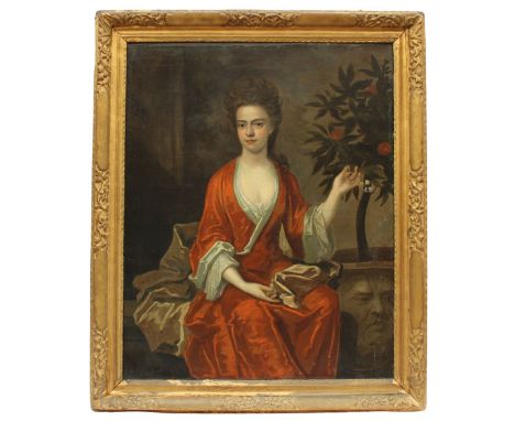 Circle of Michael Dahl (Swedish, 1659-1743),Portrait of Sarah Seaman (nee Gibson, 1670-1720),Three quarter length, modelled s