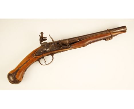 A Flintlock Holster Pistol by Robert (1) Silke, circa 1690, with three-stage barrel struck with maker’s mark, signed rounded 