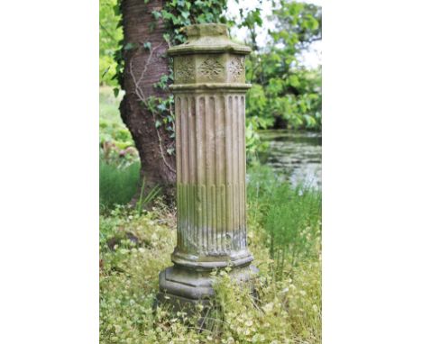 * A sandstone sundial plinth/column, of octagonal form, 90cm H 