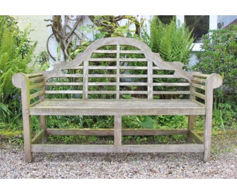 * A Lutyens type garden bench, 166cm WCondition report:  Weathered condition, no visible repairs or faults.Bench is structura