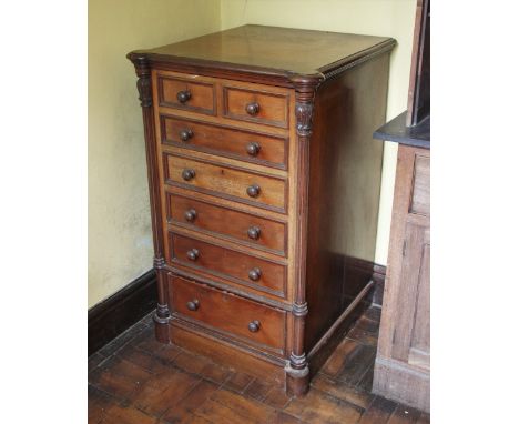 * A Chubbs of London mahogany safe cabinet, late 19th century, formed as a Wellington chest, the single door moulded as two s