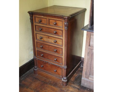 * A Chubbs of London mahogany safe cabinet, late 19th century, formed as a Wellington chest, the single door moulded as two s