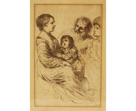 Francesco Bartolozzi RA (Italian, 1727-1815) after Giovanni Francesco Barbieri (Italian, 1591-1666),A mother, child and two o