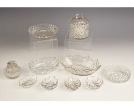 A collection of glassware in the manner of Perrin Geddes & Co, 19th century and later, comprising: an oval bonbon dish with M