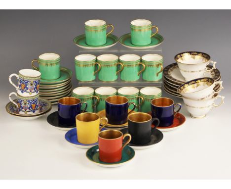 A selection of coffee wares, early 20th century and later, to include eleven Aynsley coffee cans and saucers, each with gilt 