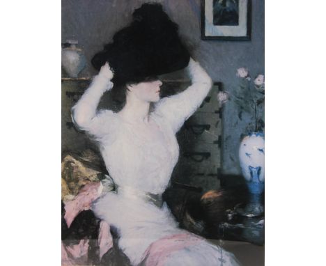 * After Frank Weston Benson (American, 1862-1951),Lady Trying On A Hat (The Black Hat),Print on paper,Unsigned,65cm x 50cm,Fr