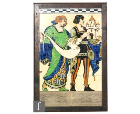 Unknown - A late 19th/early 20th Century tile panel, possibly by Pilkington, comprising twenty-four individual tiles, depicti