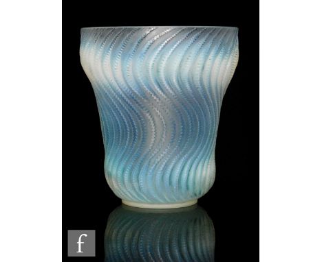 Rene Lalique - A large 1930s Art Deco glass vase titled Actinia with graduated opalescence, circa 1934, double ogee form, pat