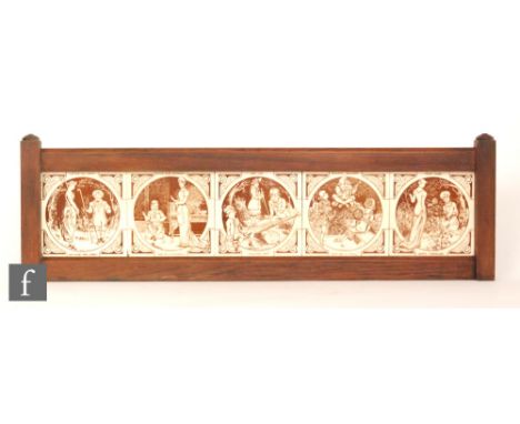 Mintons - A collection of late 19th Century  'Nursey Rhymes' series tiles, printed in sepia, including 'Mary Mary quite contr