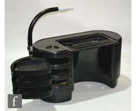 Ernst Igl for Kautek &amp; Bayer - A 'Hadi' space age desk of moulded black novadur construction, with an adjustable lamp abo