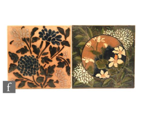 Assorted - A collection of late 19th to early 20th Century Arts &amp; Crafts floral design tiles, to include a pair of Wedgwo