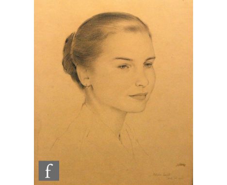Malcolm Haylett (1923-2000) - Portrait of Jean, the artist's wife, pencil sketch, signed and dated 1952, inscribed 'St.Ives',