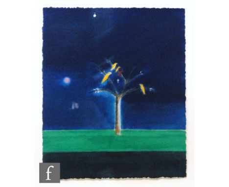 Craigie Aitchison (1926-2009) - 'Canaries on a Tree', silkscreen print, signed in pencil and numbered 124/300 verso, publishe