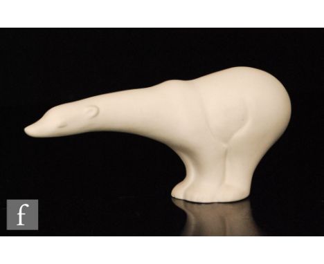 Marion Campbell - Hornsea Pottery - A post war matte model of a stylised polar bear, unmarked, later inscribed Hornsea Potter