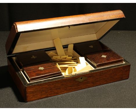 A 19th century rosewood playing card box, c.1870 