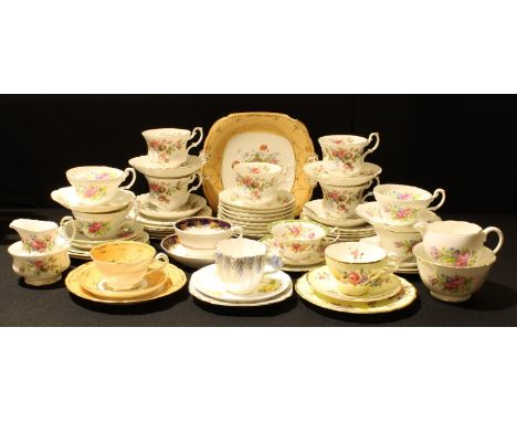 Ceramics - Royal Albert Moss Rose pattern part tea service; other Staffordshire teaware including Cauldon, Pointons, Melba, e