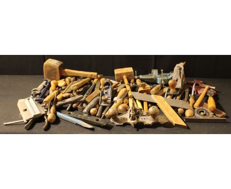 Tools - a collection of woodworking tools, including chisels, planes, hammers, etc (quantity) 