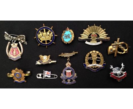 WW2 British Sweetheart Enamel badge collection to include: Royal Army Ordnance Corps, Royal Armoured Corps, Middlesex Regt, H