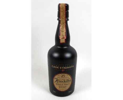 Vintage Whisky: a bottle of Knockdhu single malt Scotch whisky, aged 23 years, cask strength, limited edition of 3200 bottles