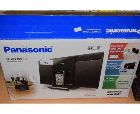 A Panasonic compact stereo system SCHHC27DB, boxed