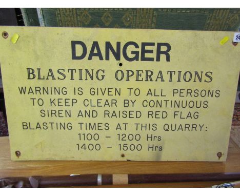 VINTAGE SIGNAGE, wall mounted sign "Danger Blasting Operations", 36cm x 61cm 