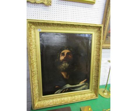 EARLY 19th CENTURY SCHOOL, oil on canvas "Portrait of Saint with bloody cloth", 76cm x 63cm 
