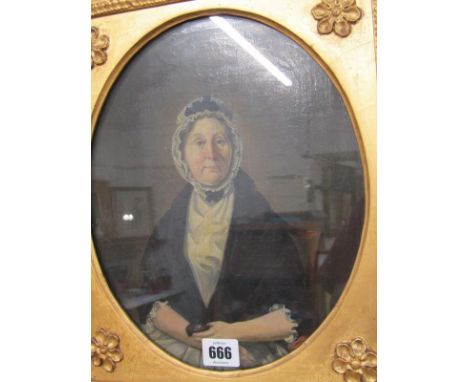 EARLY 19th CENTURY ENGLISH SCHOOL, oil on re-lined canvas "Portrait of Thomas Nuttall's Mother", 28cm x 23cm 
