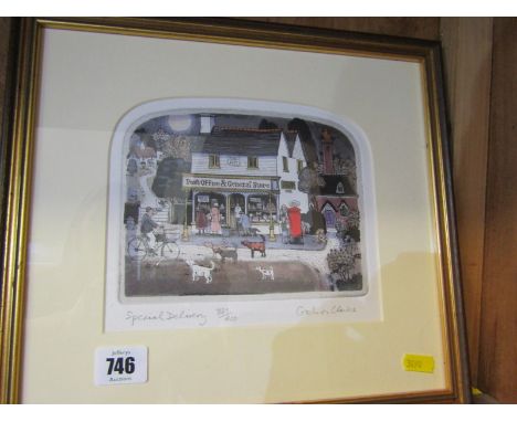 GRAHAM CLARKE, signed limited edition etching "Special Delivery", 14cm x 16cm 