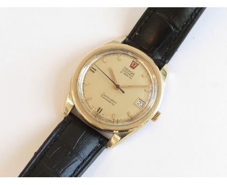 GENTLEMANS OMEGA SEAMASTER CHRONOMETER with F300HZ electronic movement in untested condition, gold capped test, date aperture