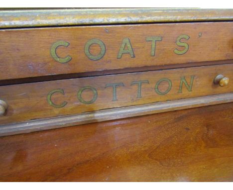 ADVERTISING, vintage table top twin drawer cotton display box by J &amp; P Coats, 16cm height 56cm width 