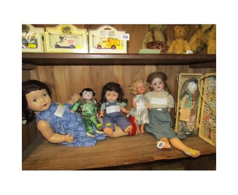 VINTAGE DOLLS, Armand Marseille bisque headed doll no. 990, vintage walking doll, 2 Oriental cloth dolls, 1 with selection of