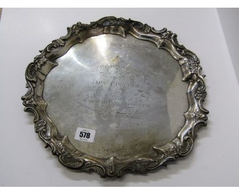 JERSEY INTEREST, silver presentation tray, inscribed "St Helier's Jersey, 1909, presented to Mr C P Ouless, presented by the 