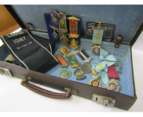 RAOB MEDALS, A leather suitcase containing a selection of RAOB medals, inc 4 silver and enamel medals to Brother Arthur Butto