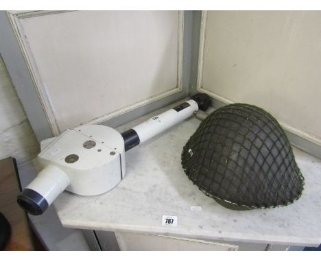 MILITARY, British Army 1979 issue helmet; also tank gunsight-APX M-370 Sopelen 