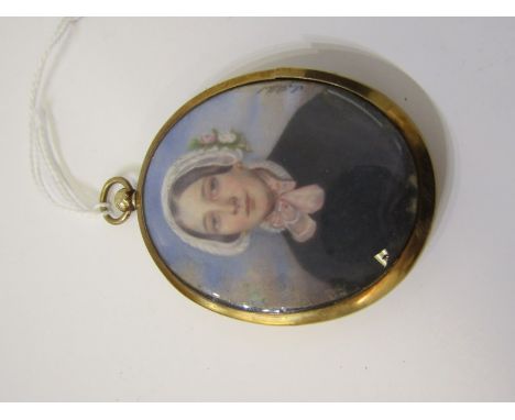 MINIATURE PORTRAITS, Sophie Filhol signed oval double sided portrait of Gentleman and Wife (possibly of Jersey origin), 6cm h