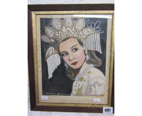 BALLET, W. Hollaway, signed watercolour "Portrait of Svetlana Beriosova in costume for Stravinsky's the Fire Bird", 24cm x 20