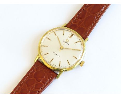 GOLD PLATED OMEGA GENIEVE WRIST WATCH with mechanical manual wind movement, appears to be in working condition 