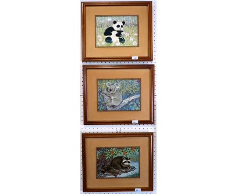 A set of Franklin Mint pictures of wildlife on ceramic panels (3)