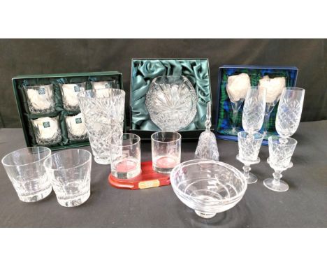 LARGE QUANTITY OF CRYSTAL GLASSWAREincluding a Masonic etched glass tumbler, 7.5cm high; a pair of Gleneagles 'St Andrews' wi