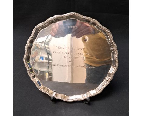 GOLF INTERESTPRESENTATION SILVER TRAY FROM 1962  'SENIOR SERVICE ' OPEN GOLF TOURNAMENT DALMAHOY' BY CHARLES S GREEN & CO LTD