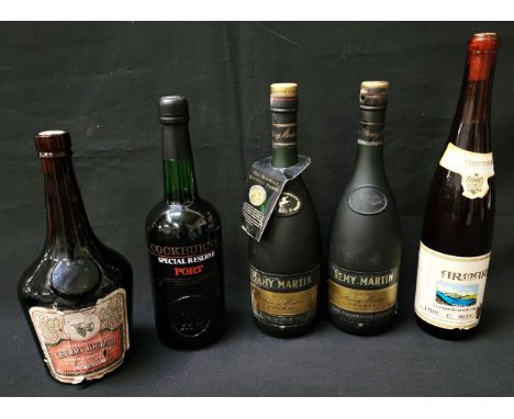 SELECTION OF BRANDY, PORT AND WINEcomprising two bottles of Remy Martin VSOP, 70cl/40%; one bottle of Lamb and Watt Ltd Cherr