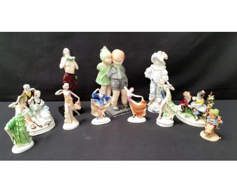 SELECTION OF FIGURE ORNAMENTSincluding a figurine of two children by Marcel Guillard for Editions Etling, Paris, 25cm high; t